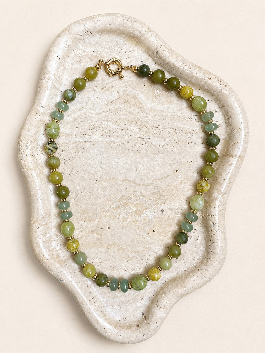 Beaded Necklace with Gold Accents