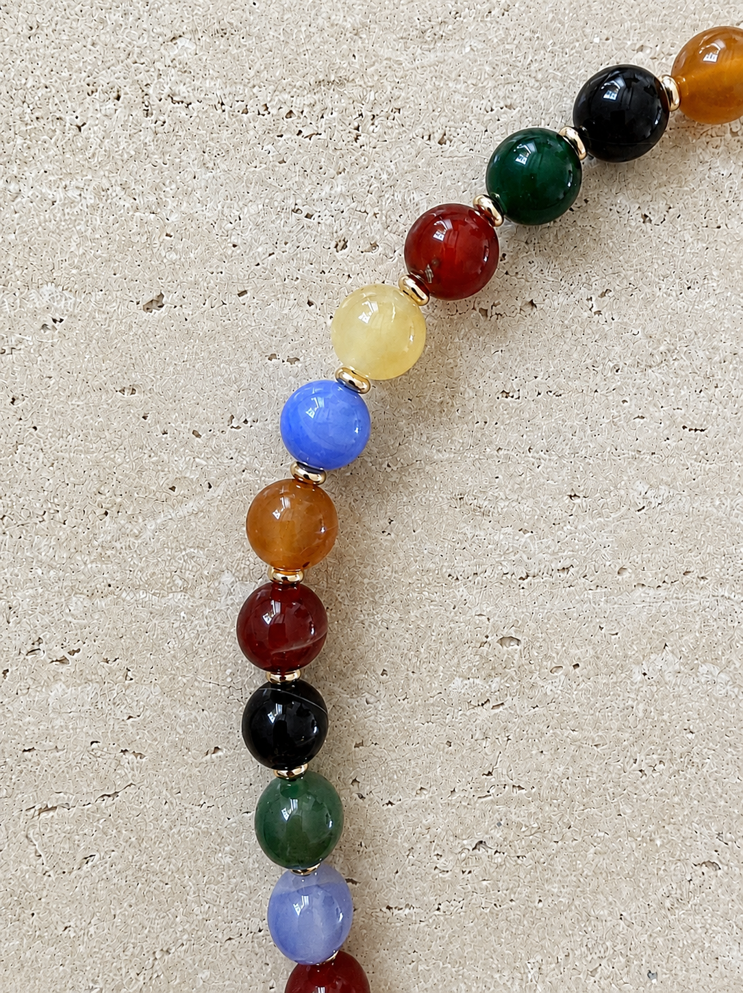 Beaded Necklace with Gold Accents